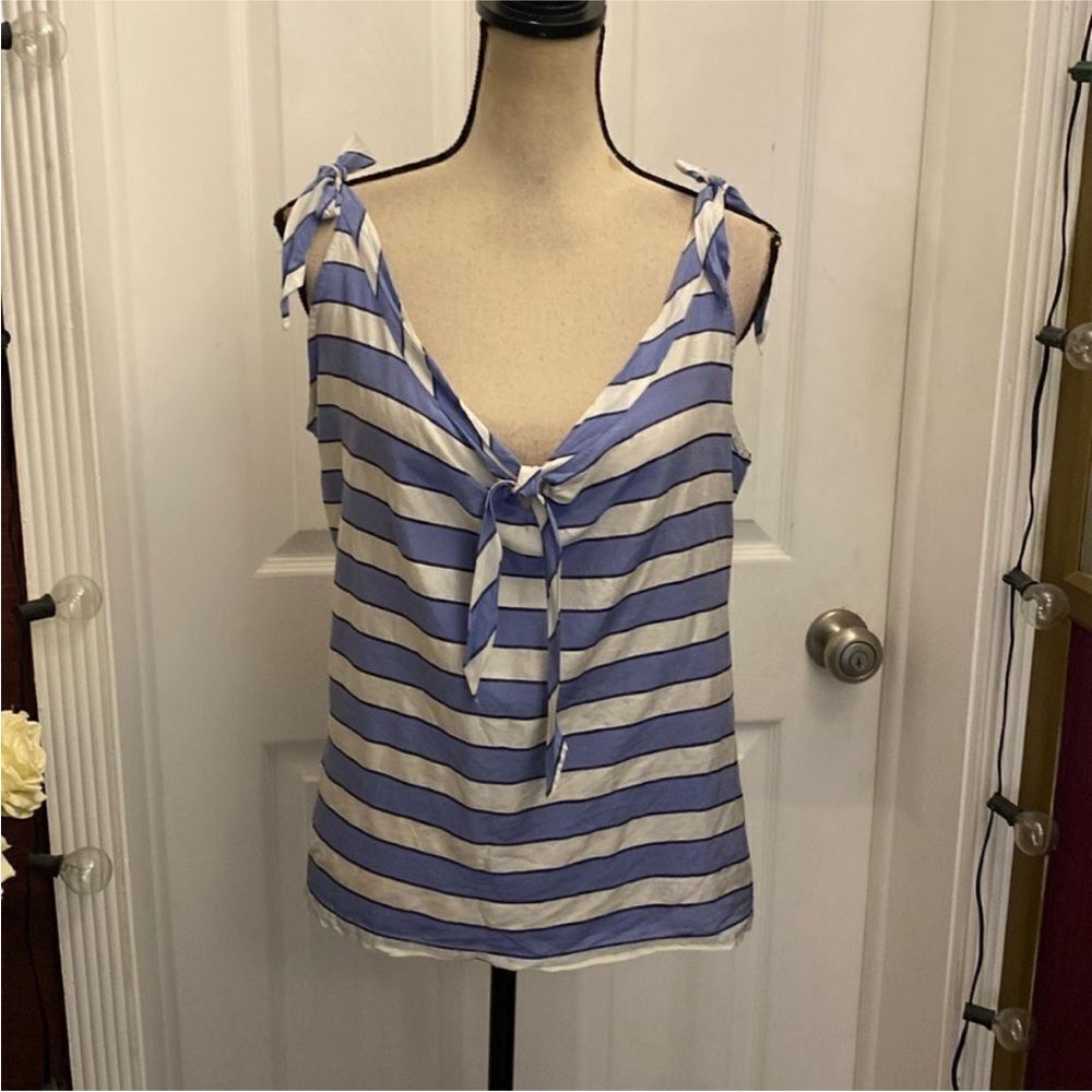 Escada Blue and White Striped Tank Top, L